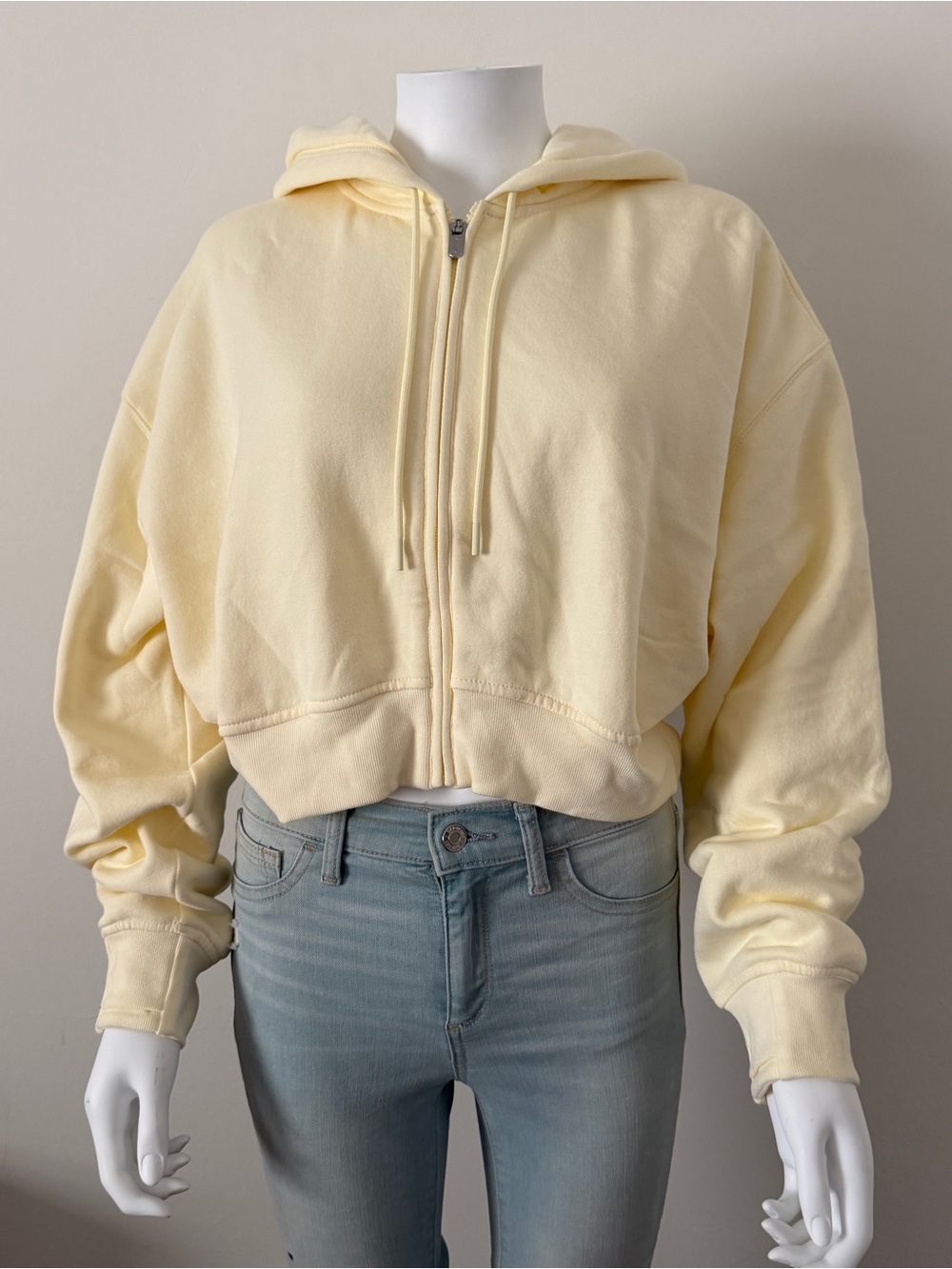 NWOT Athleta Cropped Zip Hoodie in Butter Yellow